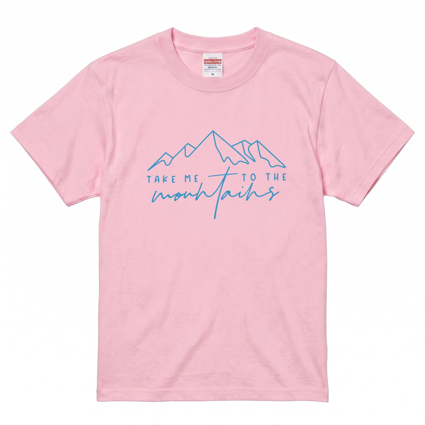 「Take me to the mountains」山 Tシャツ - ミニマル ラインアート 登山 ハイキング アウトドア キャンプ 服