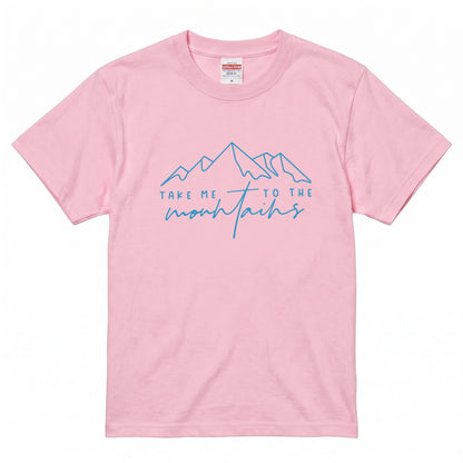「Take me to the mountains」山 Tシャツ - ミニマル ラインアート 登山 ハイキング アウトドア キャンプ 服