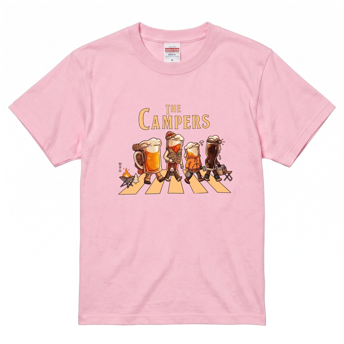 THE BEER CAMPERS | ビールたちのキャンプ 横断歩道 面白Tシャツ【ビール好き・キャンプ好き・ギフトに最適】