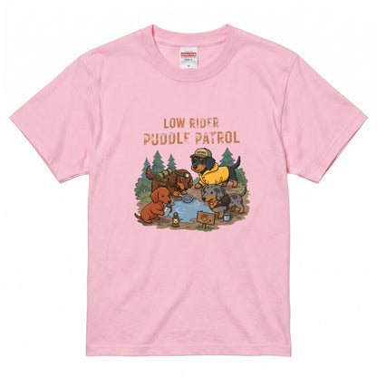 LOW RIDER PUDDLE PATROL ダックスフンドTシャツ