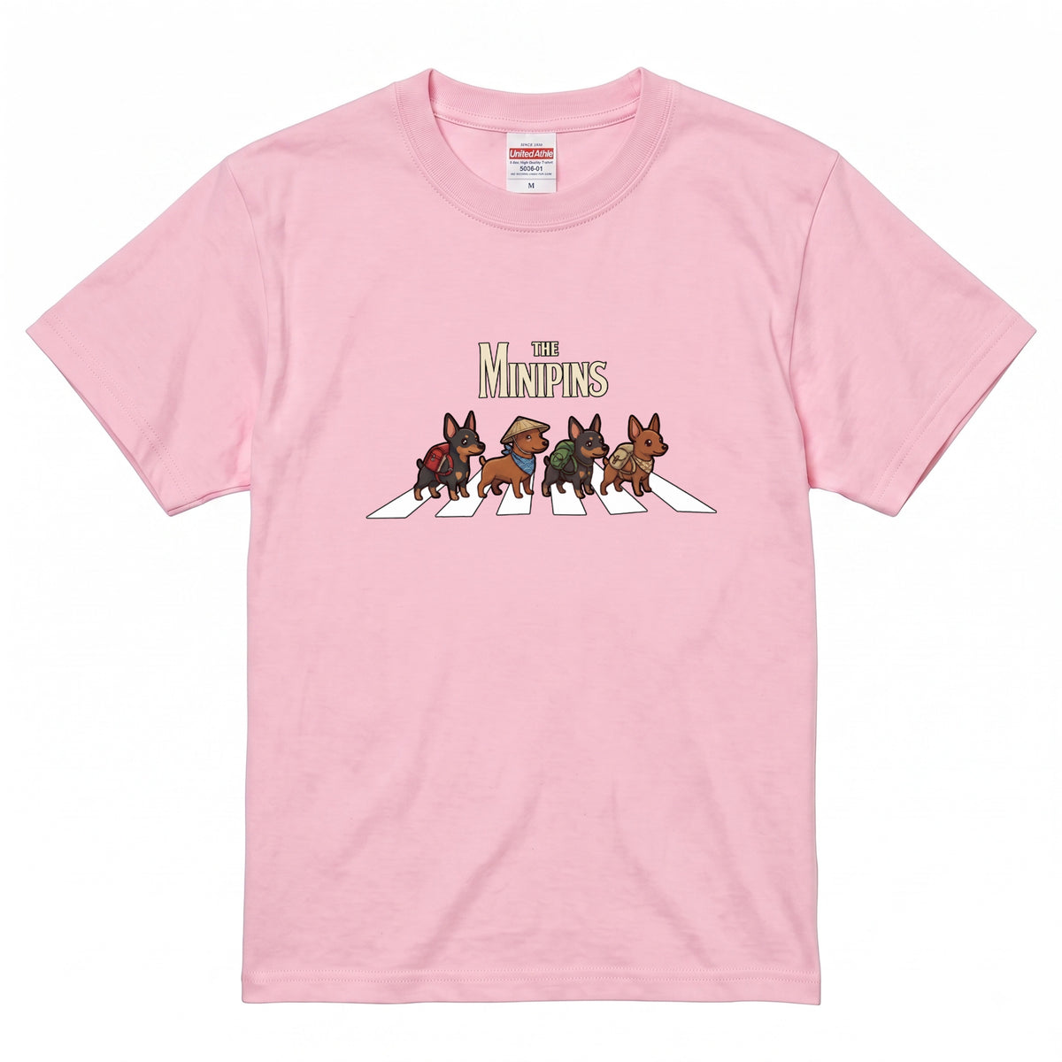 THE MINIPINS 横断歩道 キャンプ ゆるかわ Tシャツ 【犬好き・愛犬家・アウトドア・ギフトに最適】
