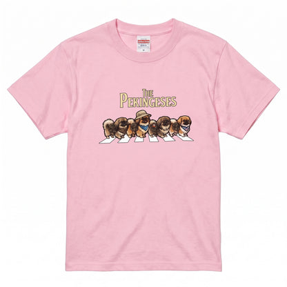 THE PEKINGESES 横断歩道 キャンプ ゆるかわ パロディTシャツ 【犬好き・愛犬家・アウトドア・ギフトに最適】