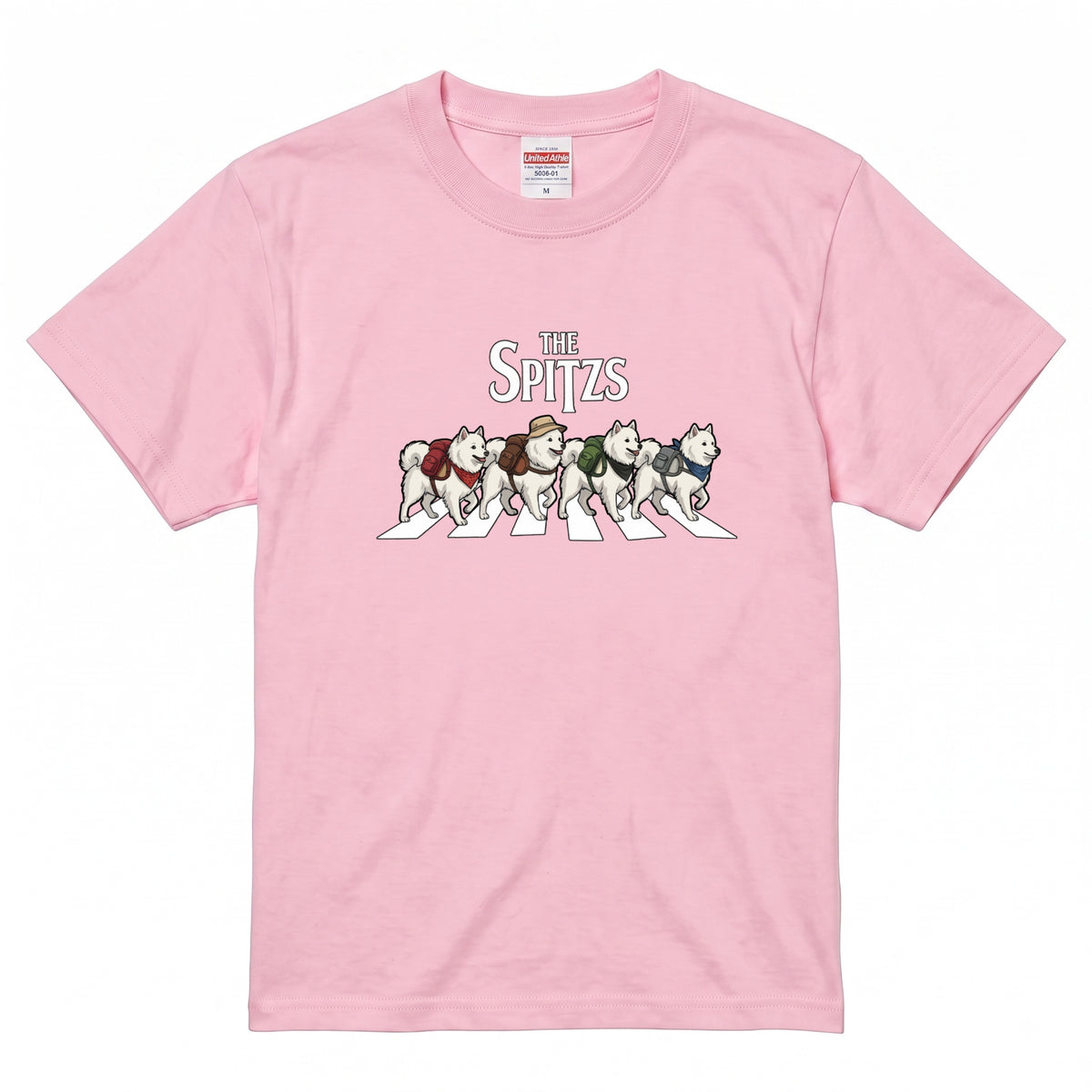 THE SPITZS | 横断歩道 ゆるかわ スピッツ キャンプ パロディTシャツ【犬好き・愛犬家・アウトドア・ギフトに最適】