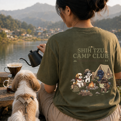 SHIH TZU CAMP CLUB シーズー キャンプTシャツ｜バックプリント