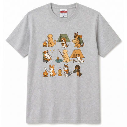 キャンプ 犬 Tシャツ 可愛い 犬 キャンプライフ アウトドア 半袖 ユニセックス ギフト