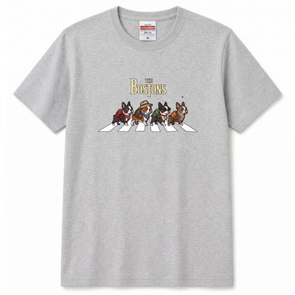 THE BOSTONS 横断歩道 キャンプ ゆるかわ Tシャツ 【犬好き・愛犬家・アウトドア・ギフトに最適】