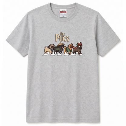 THE PUGS 横断歩道 キャンプ ゆるかわ Tシャツ 【犬好き・愛犬家・アウトドア・ギフトに最適】