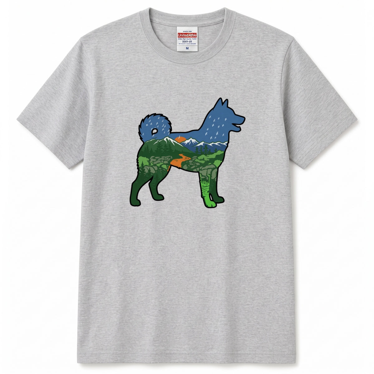 【Shiba】自然風景ダブルエスポージャー白Tシャツ | CAMPMODE