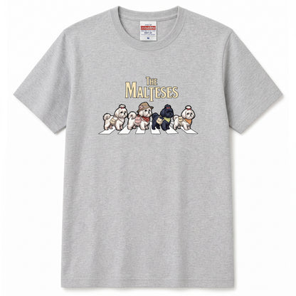 THE MALTESES 横断歩道 キャンプ ゆるかわ Tシャツ 【犬好き・愛犬家・アウトドア・ギフトに最適】