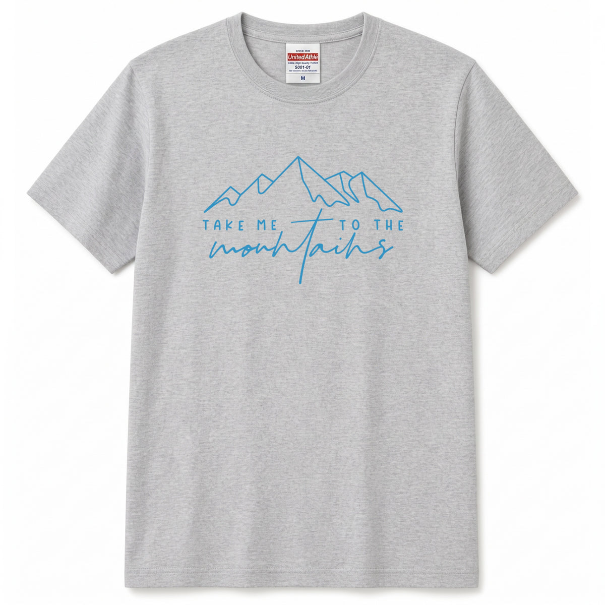 「Take me to the mountains」山 Tシャツ - ミニマル ラインアート 登山 ハイキング アウトドア キャンプ 服