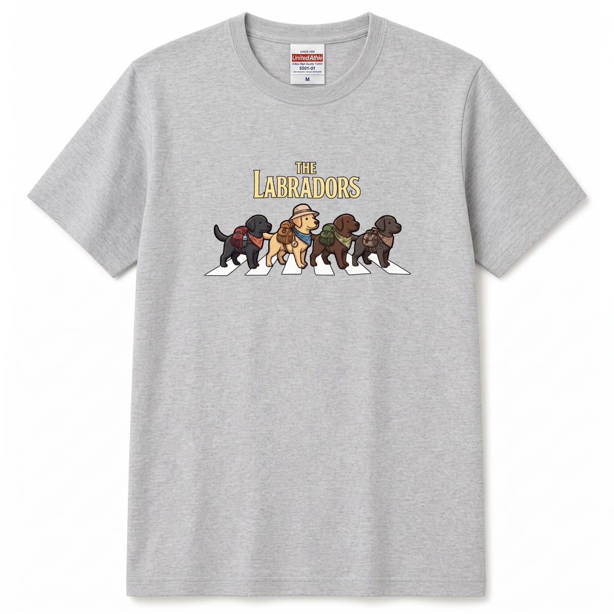 THE LABRADORS 横断歩道 キャンプ ゆるかわ Tシャツ 【犬好き・愛犬家・アウトドア・ギフトに最適】