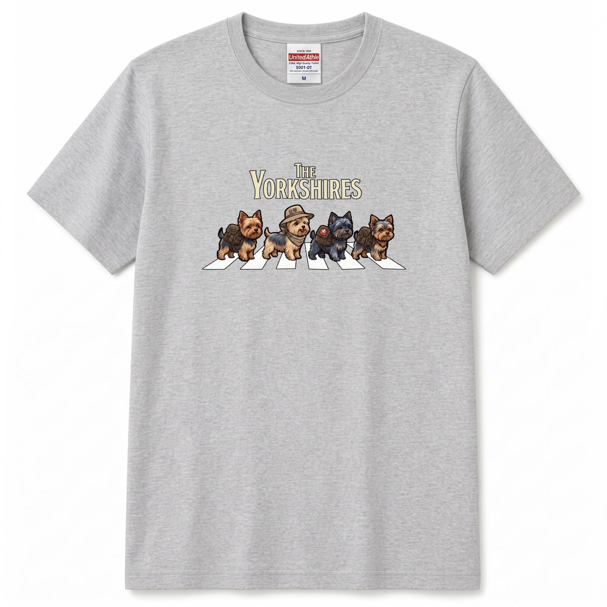 THE YORKSHIRES 横断歩道 キャンプ ゆるかわ Tシャツ 【犬好き・愛犬家・アウトドア・ギフトに最適】
