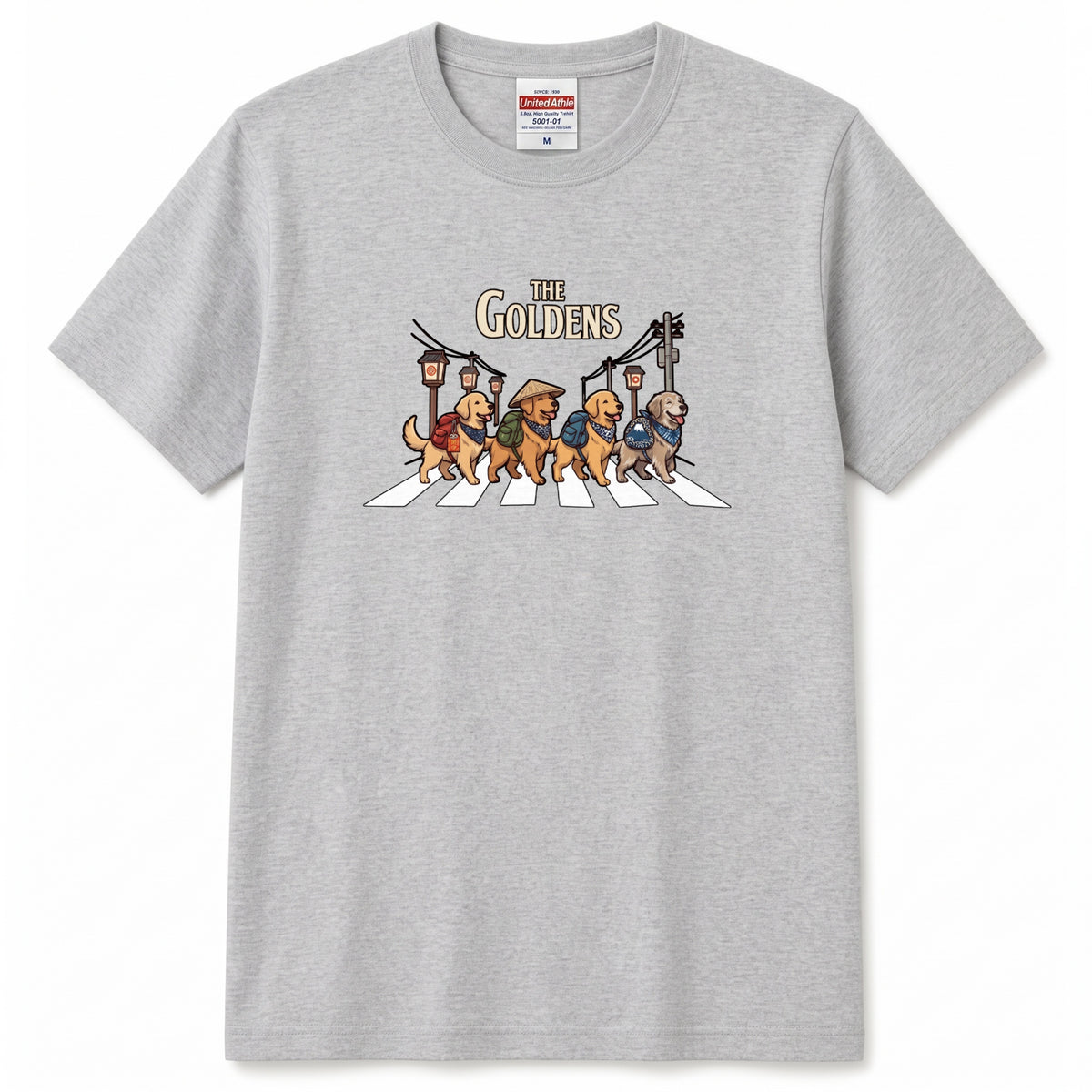 THE GOLDENS 横断歩道 キャンプ ゆるかわ Tシャツ 【犬好き・愛犬家・アウトドア・ギフトに最適】