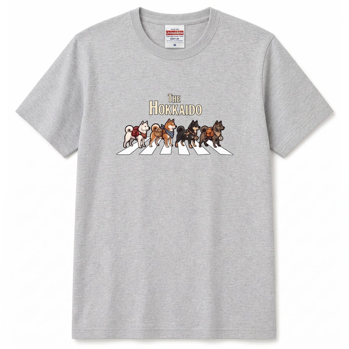 THE HOKKAIDO 横断歩道 キャンプ ゆるかわ Tシャツ 【犬好き・愛犬家・アウトドア・ギフトに最適】