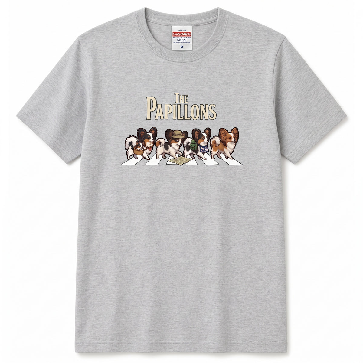 THE PAPILLONS 横断歩道 キャンプ ゆるかわ Tシャツ 【犬好き・愛犬家・アウトドア・ギフトに最適】