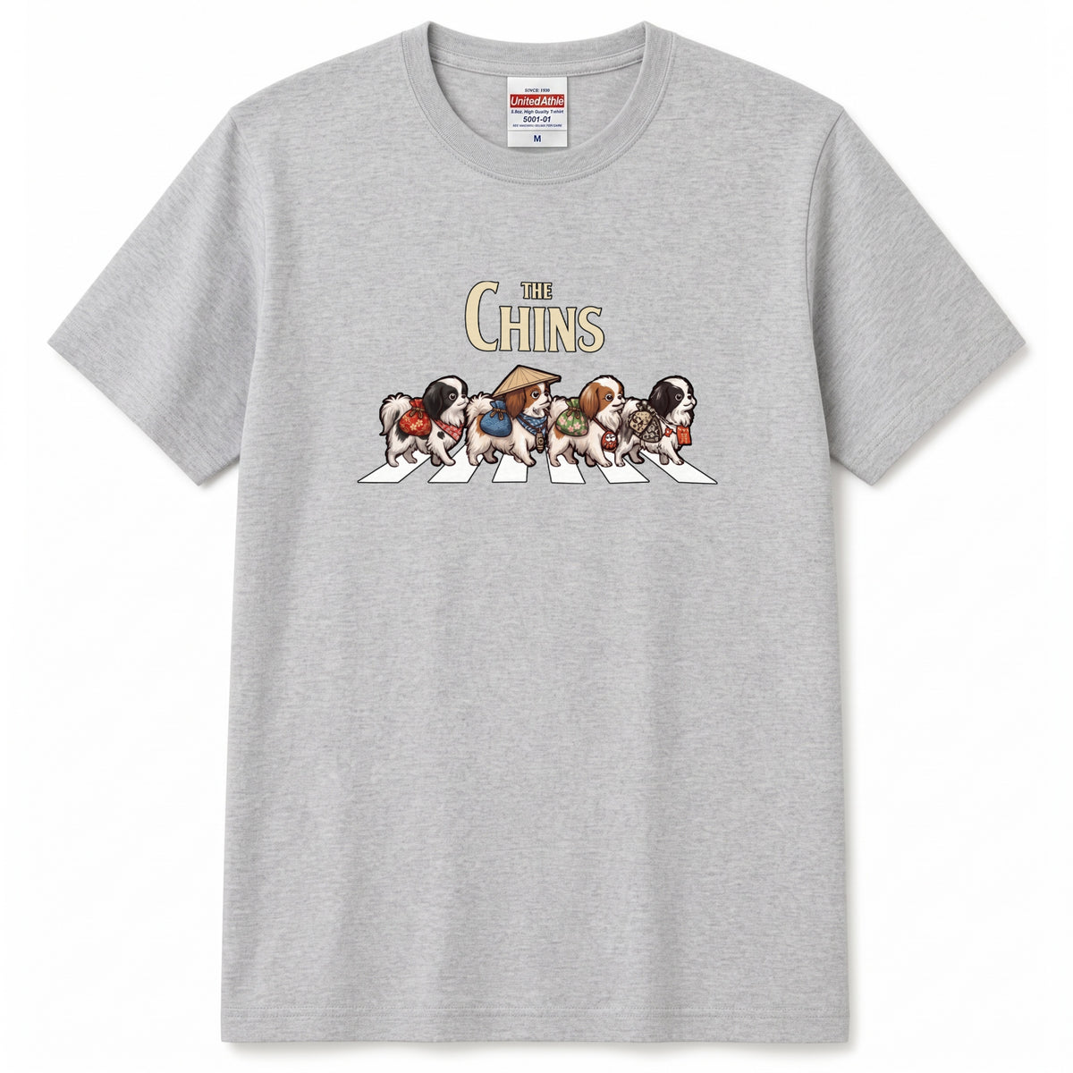 THE CHINS 横断歩道 キャンプ ゆるかわ Tシャツ 【犬好き・愛犬家・アウトドア・ギフトに最適】