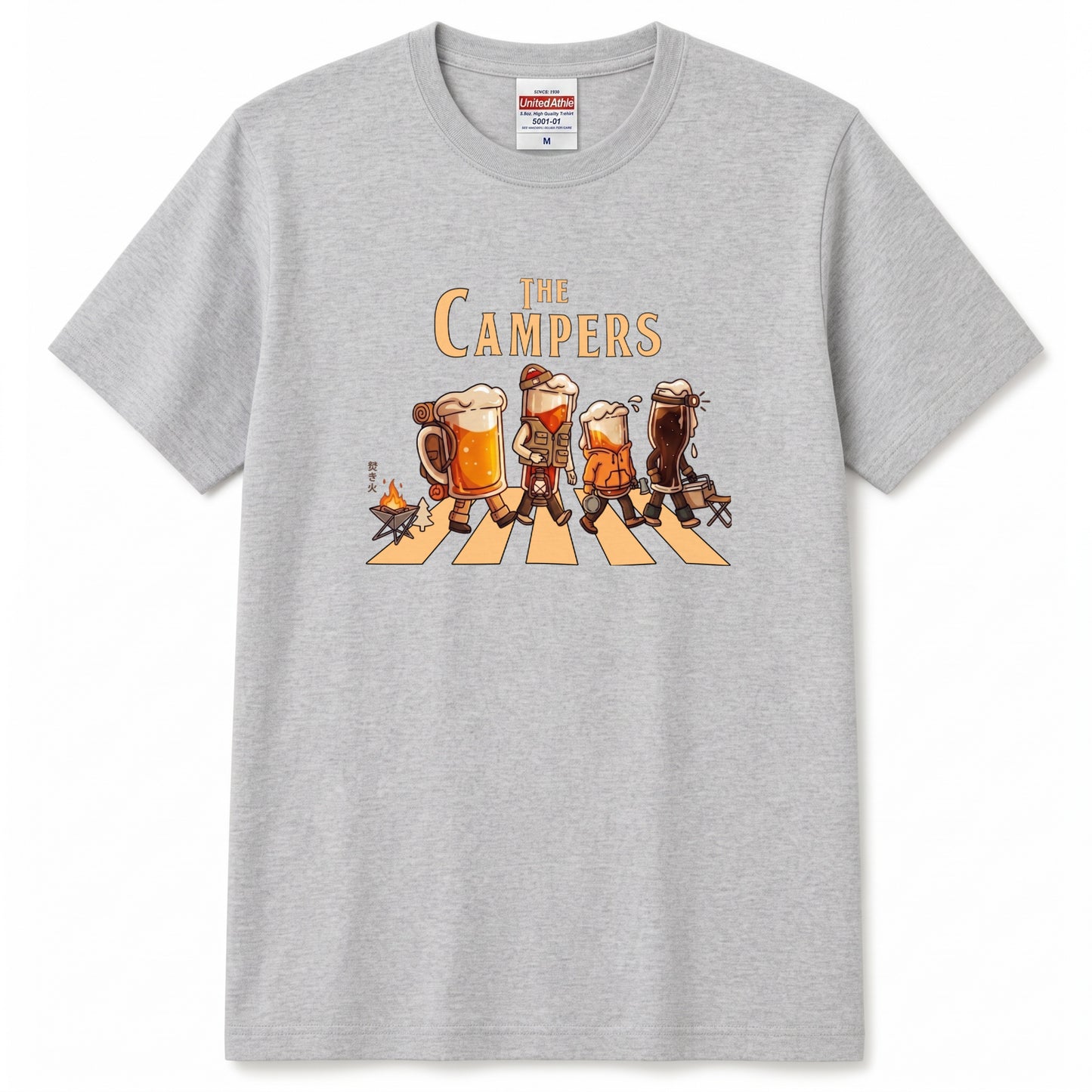 THE BEER CAMPERS | ビールたちのキャンプ 横断歩道 面白Tシャツ【ビール好き・キャンプ好き・ギフトに最適】