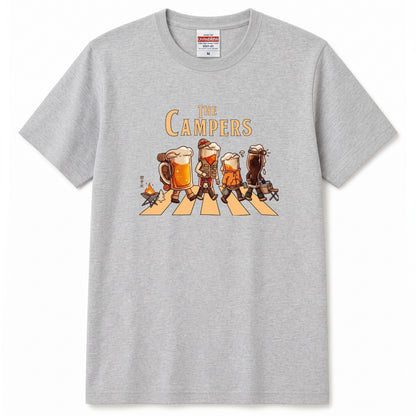 THE BEER CAMPERS | ビールたちのキャンプ 横断歩道 面白Tシャツ【ビール好き・キャンプ好き・ギフトに最適】