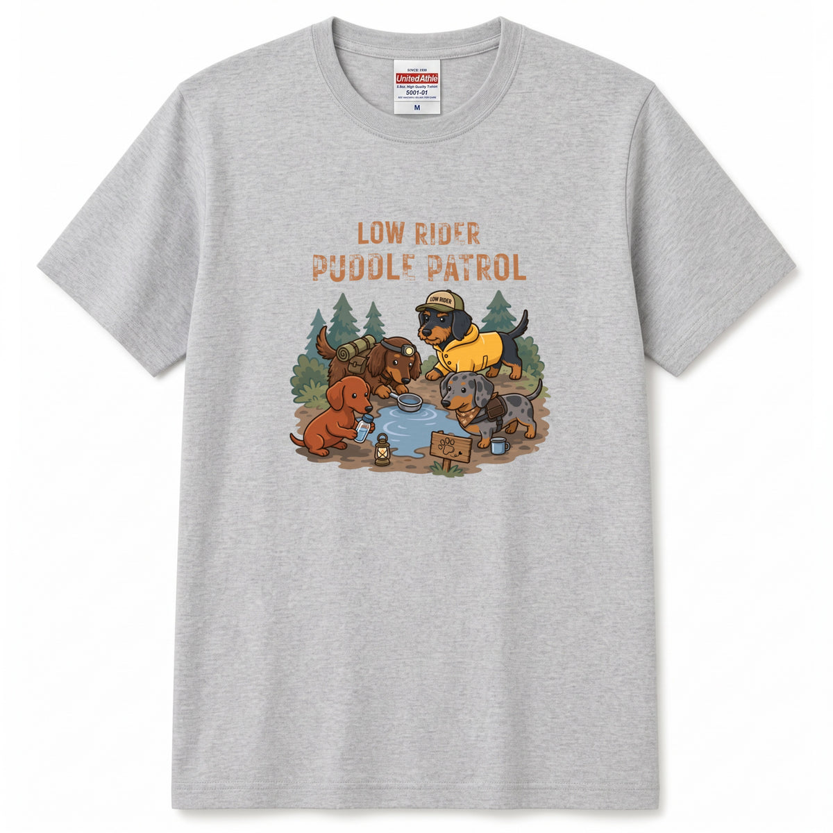 LOW RIDER PUDDLE PATROL ダックスフンドTシャツ