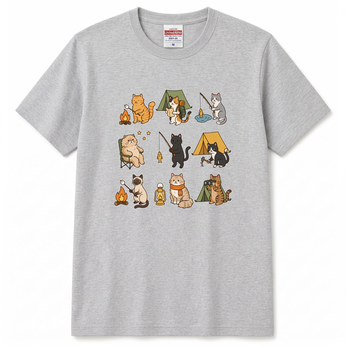 猫好きキャンパーのためのかわいいTシャツ