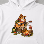 Sheltie Campfire Guitar Night 焚き火でギターを弾くシェルティデザイン | パーカー | フロントのみプリント
