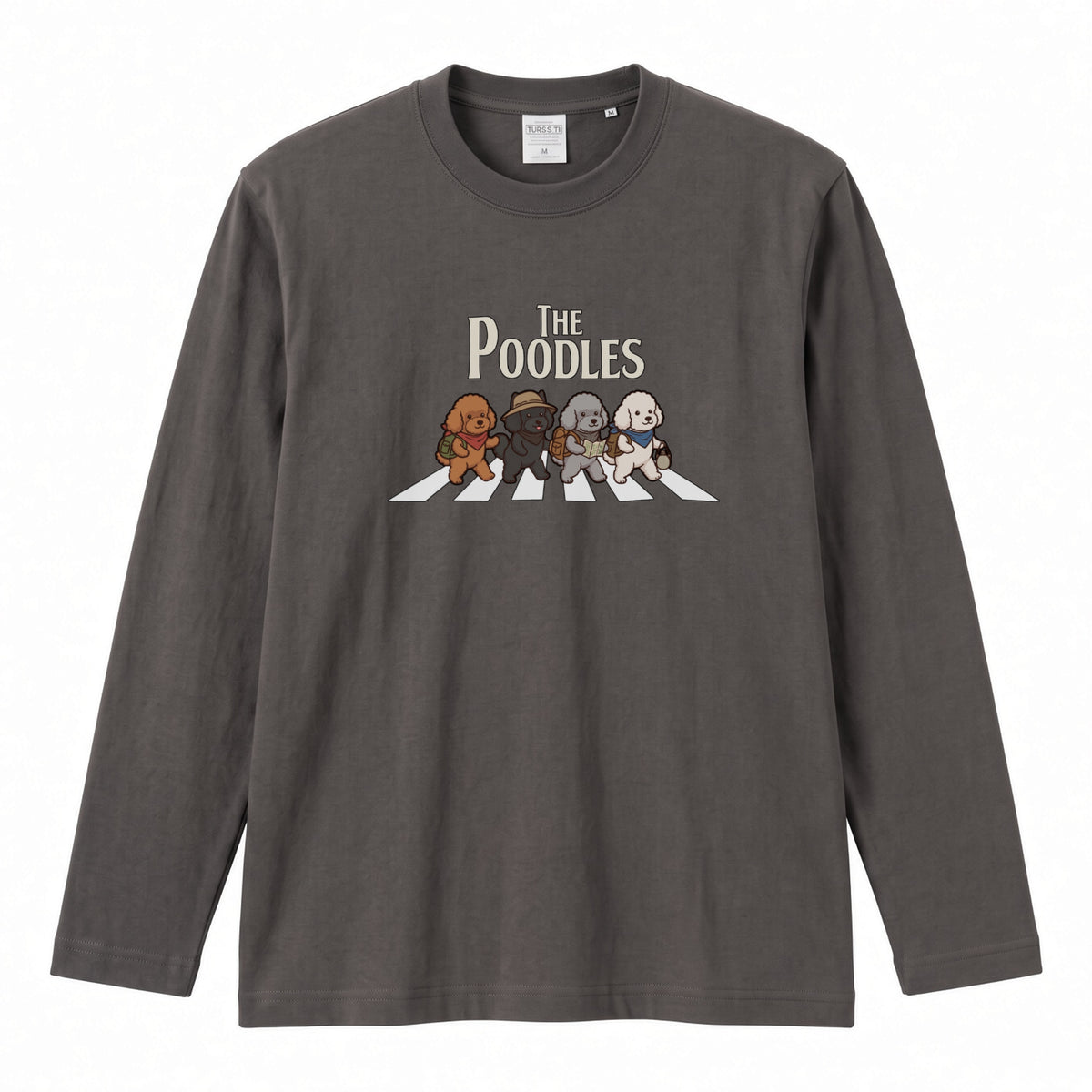 THE POODLES ロンT | レトロ クラシック バンド風 犬グラフィック 長袖 カジュアル Tシャツ【おもしろTシャツ・普段着・ルームウェア・ユニセックス・ギフトに最適】
