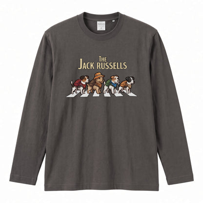 THE JACK RUSSELLS ジャックラッセルテリア散歩デザイン ブラック長袖Tシャツ