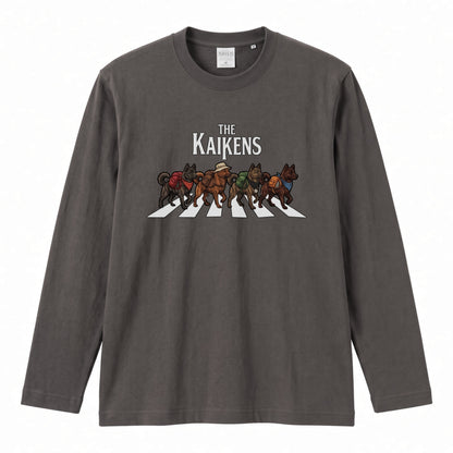 THE KAIKENS 甲斐犬散歩デザイン ブラック長袖Tシャツ