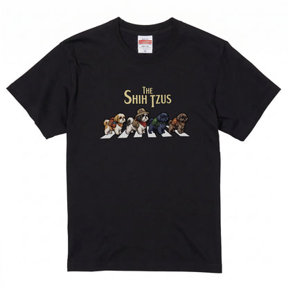 THE SHIH TZUS 横断歩道 キャンプ ゆるかわ パロディTシャツ 【犬好き・愛犬家・アウトドア・ギフトに最適】
