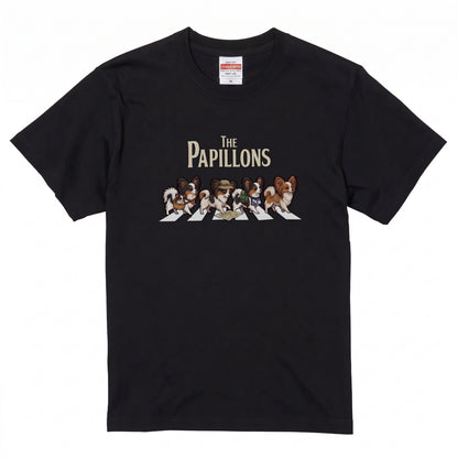 THE PAPILLONS 横断歩道 キャンプ ゆるかわ Tシャツ 【犬好き・愛犬家・アウトドア・ギフトに最適】