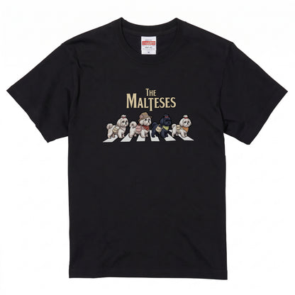 THE MALTESES 横断歩道 キャンプ ゆるかわ Tシャツ 【犬好き・愛犬家・アウトドア・ギフトに最適】