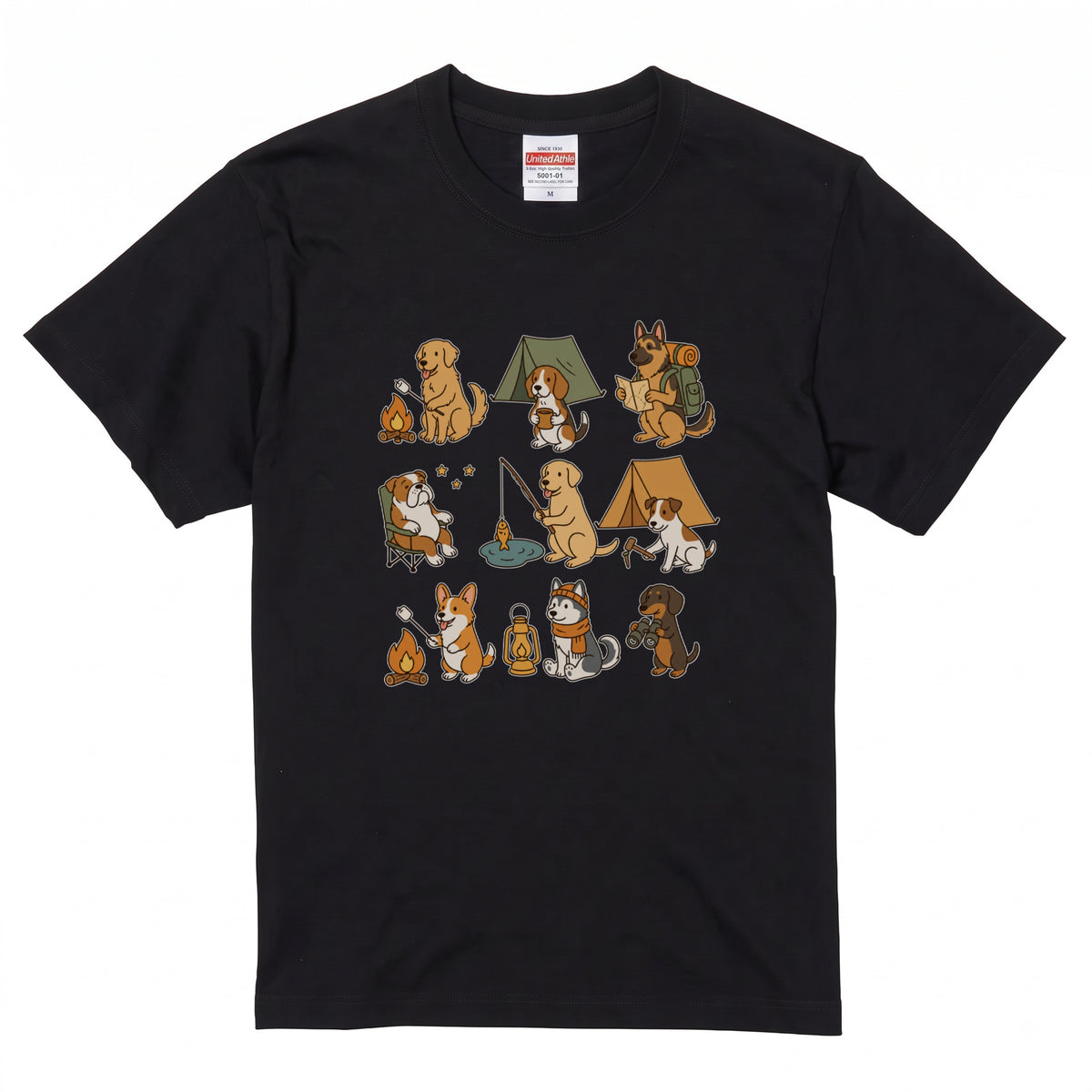 キャンプ 犬 Tシャツ 可愛い 犬 キャンプライフ アウトドア 半袖 ユニセックス ギフト
