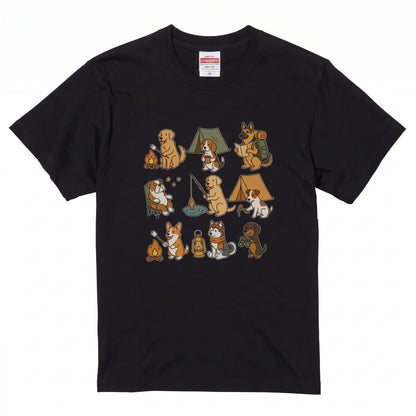 キャンプ 犬 Tシャツ 可愛い 犬 キャンプライフ アウトドア 半袖 ユニセックス ギフト