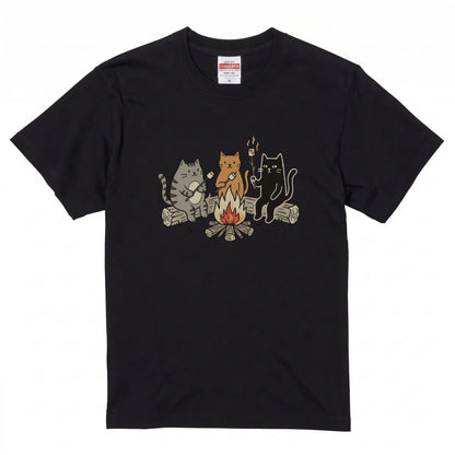 焚き火 猫マシュマロ Tシャツ - CAMPMODE | キャンプ ウェア