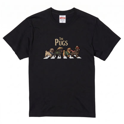 THE PUGS 横断歩道 キャンプ ゆるかわ Tシャツ 【犬好き・愛犬家・アウトドア・ギフトに最適】