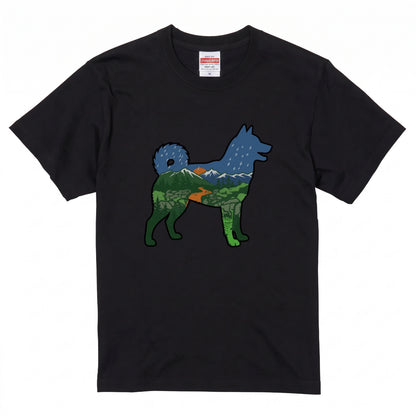 【Shiba】自然風景ダブルエスポージャー白Tシャツ | CAMPMODE