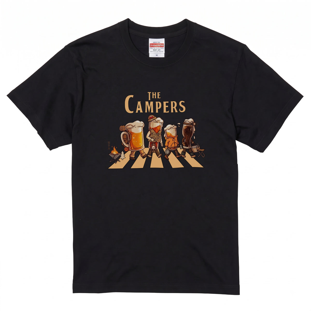 THE BEER CAMPERS | ビールたちのキャンプ 横断歩道 面白Tシャツ【ビール好き・キャンプ好き・ギフトに最適】