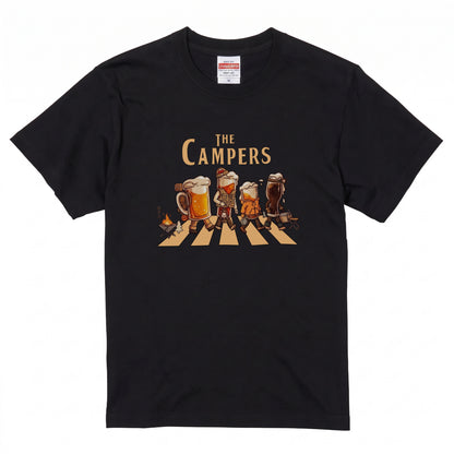 THE BEER CAMPERS | ビールたちのキャンプ 横断歩道 面白Tシャツ【ビール好き・キャンプ好き・ギフトに最適】
