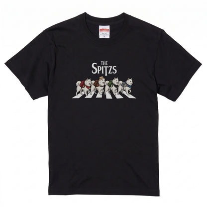 THE SPITZS | 横断歩道 ゆるかわ スピッツ キャンプ パロディTシャツ【犬好き・愛犬家・アウトドア・ギフトに最適】