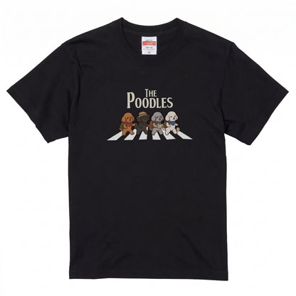 THE POODLES | 横断歩道 ゆるかわ プードル キャンプ パロディTシャツ【犬好き・愛犬家・アウトドア・ギフトに最適】