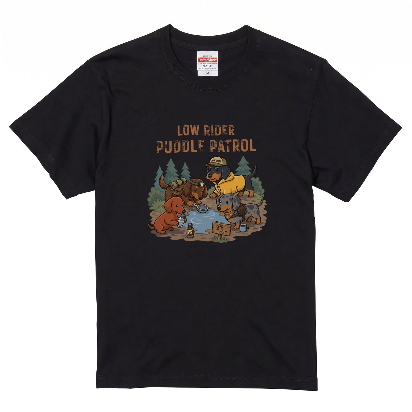 LOW RIDER PUDDLE PATROL ダックスフンドTシャツ