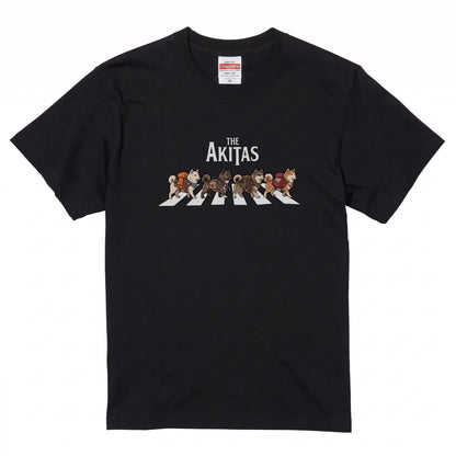 THE AKITAS | 横断歩道 ゆるかわ 秋田犬 キャンプ パロディTシャツ【犬好き・愛犬家・アウトドア・ギフトに最適】