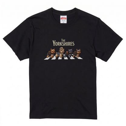 THE YORKSHIRES 横断歩道 キャンプ ゆるかわ Tシャツ 【犬好き・愛犬家・アウトドア・ギフトに最適】