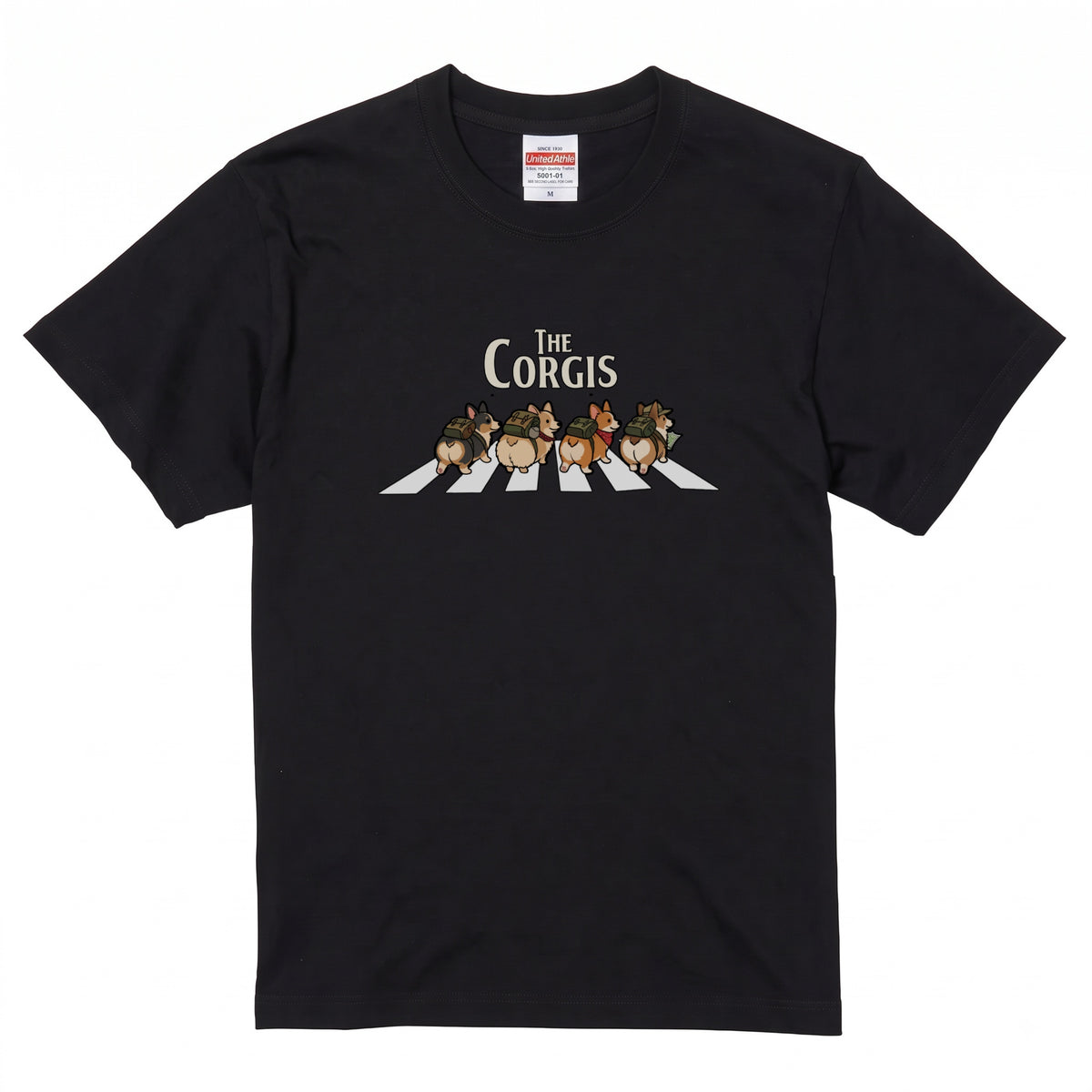 THE CORGIS | コーギー 横断歩道 ゆるかわパロディTシャツ【犬好き・愛犬家・ギフトに最適】
