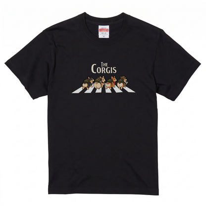 THE CORGIS | コーギー 横断歩道 ゆるかわパロディTシャツ【犬好き・愛犬家・ギフトに最適】