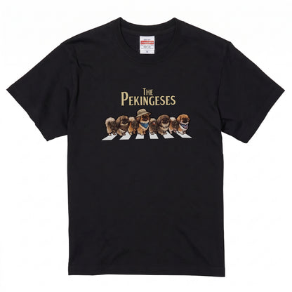 THE PEKINGESES 横断歩道 キャンプ ゆるかわ パロディTシャツ 【犬好き・愛犬家・アウトドア・ギフトに最適】