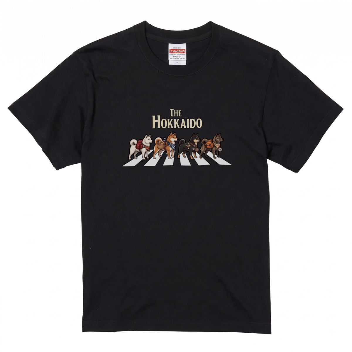 THE HOKKAIDO 横断歩道 キャンプ ゆるかわ Tシャツ 【犬好き・愛犬家・アウトドア・ギフトに最適】