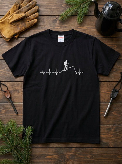 登山 心電図 脈拍 Tシャツ ｜ ハイキング・アウトドア・山好き・シンプルに人気
