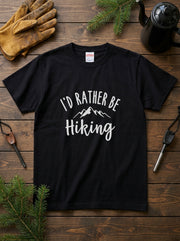 「I'd rather be hiking」山 Tシャツ - ミニマル マウンテン グラフィックTシャツ アウトドア 登山 キャンプ 服