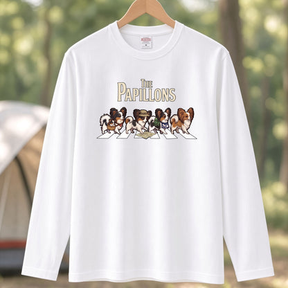 THE PAPILLONS パピヨン散歩デザイン ブラック長袖Tシャツ